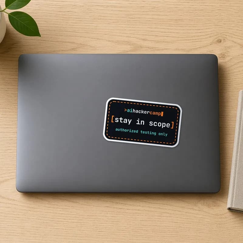 Stay in scope sticker on a laptop