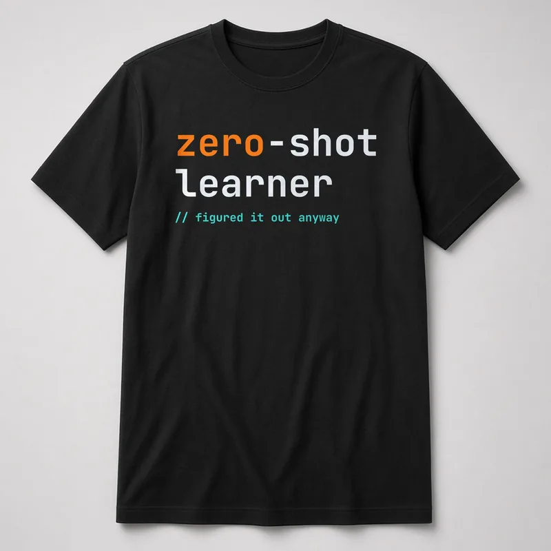 Black tee that reads zero-shot learner
